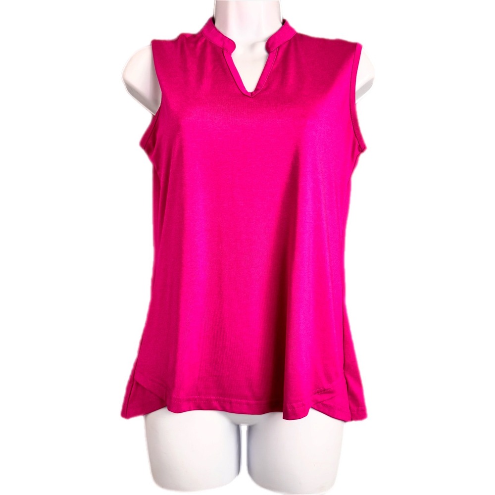 Tasc Performance Sleeveless Polo Women XS Pink Athletic‎ V-Neck Stretch Top
